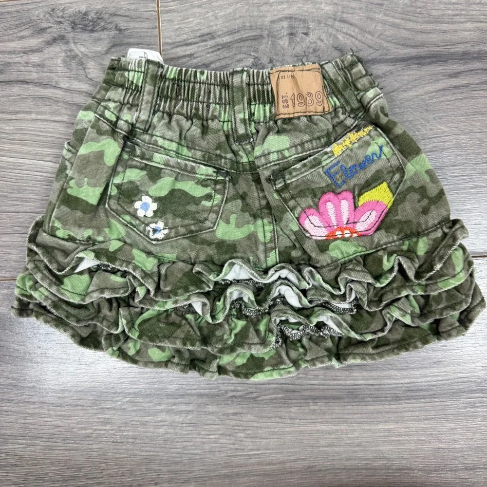 The Children's Place Baby Girls Y2K Camo Ruffle Skort Peace Love Butterfly 6-9 M